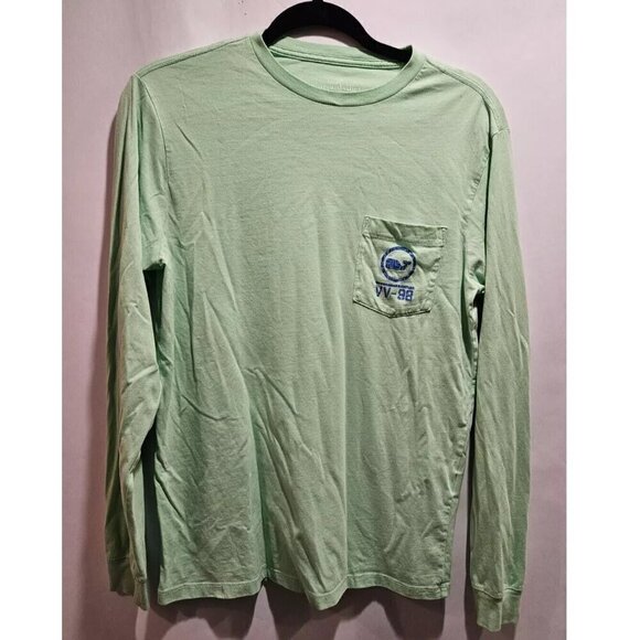 VINEYARD VINES Men's VV-98 Tonal Print L/S Pocket T-Shirt Size XS Mint Sprig - Picture 1 of 6